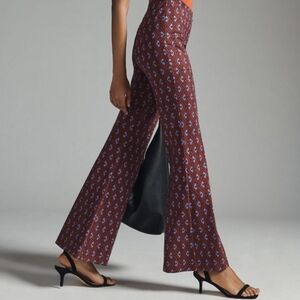 Anthropologie The Joni  High-Rise Flare Pants in Brown and Lavender Size XS